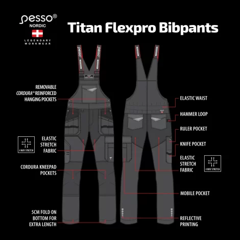 Workwear bibpants Pesso Titan Flexpro 125, Grey | 4-Way Stretch | pessosafety.eu Workwear bibpants Pesso Titan Flexpro 125, Grey | 4-Way Stretch | pessosafety.eu